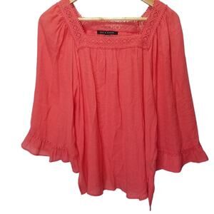 Zac & Rachel Blouse Medium Coral Square neck Top